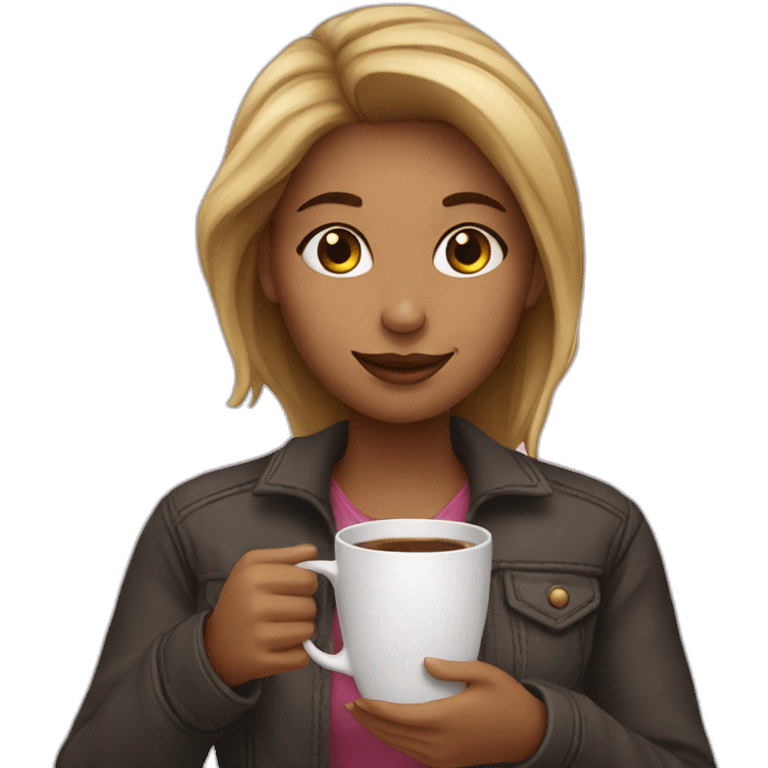 girl with a cup of coffee emoji