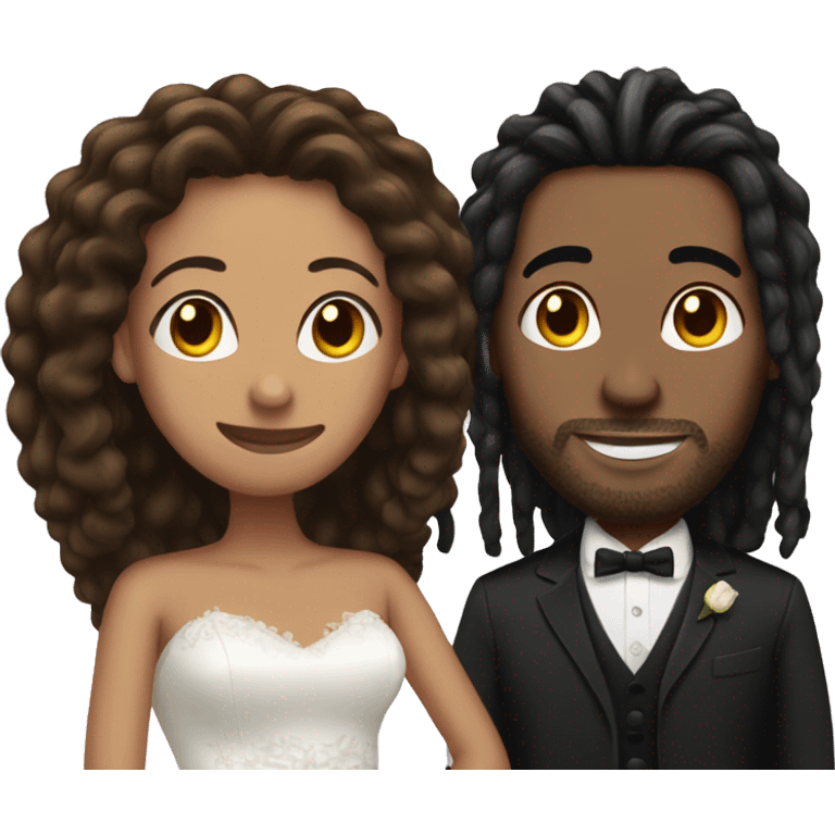 Man with dreadlock hair marrying women with black medium length hair  emoji