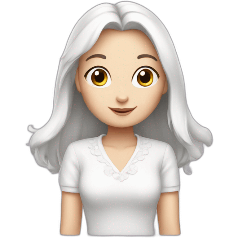 Cute lady white bunny emoji