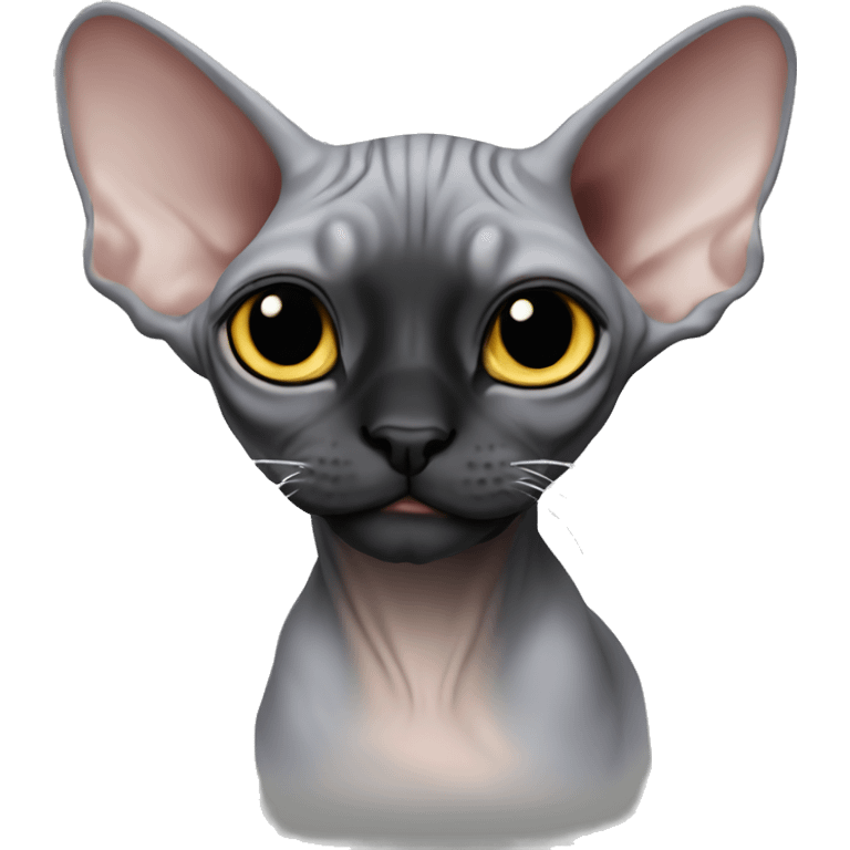 “Gray Sphynx kitten with a black face” emoji