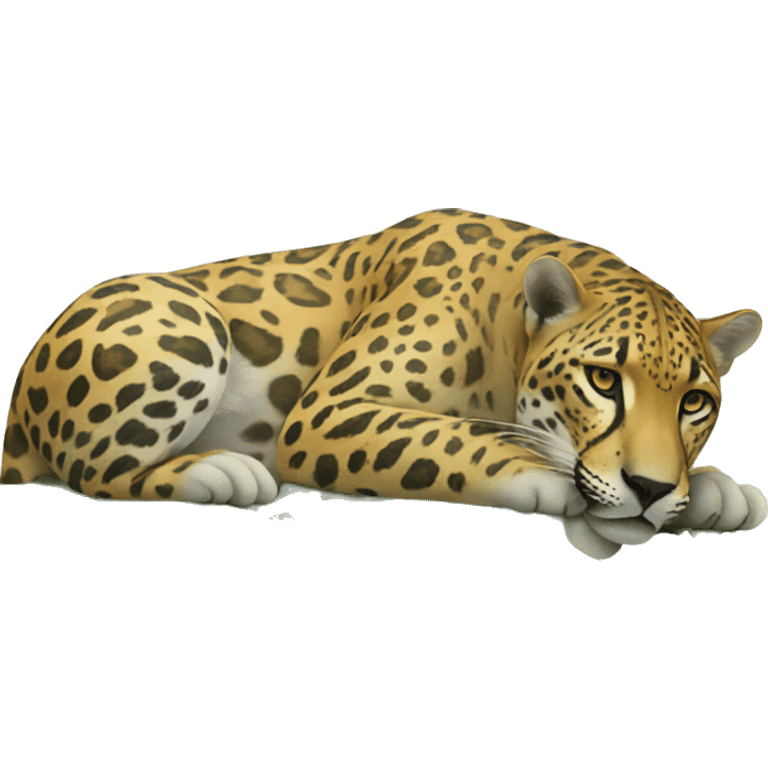 Lounging Jaguar on greenery emoji