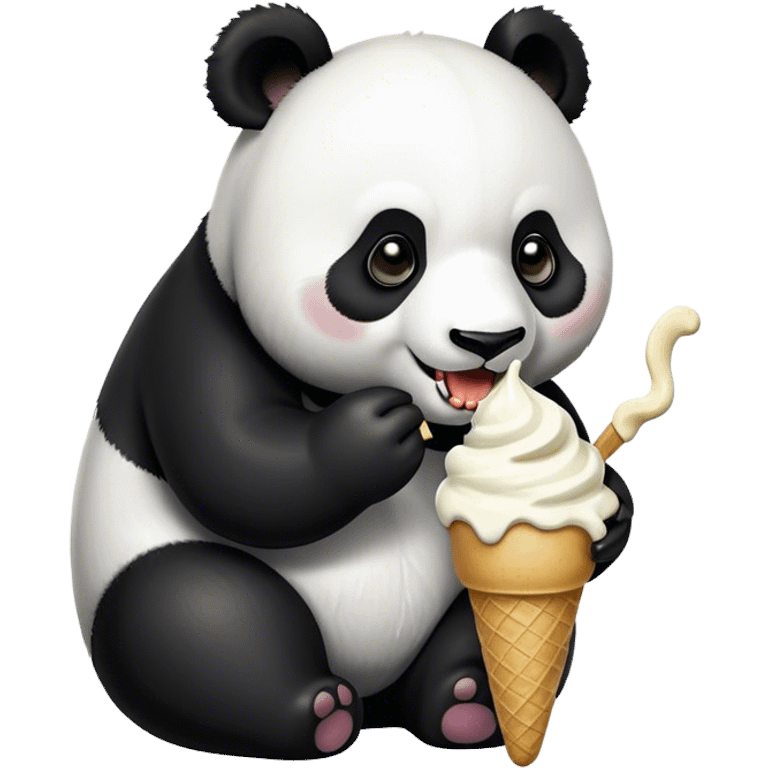 Panda eating ice cream emoji