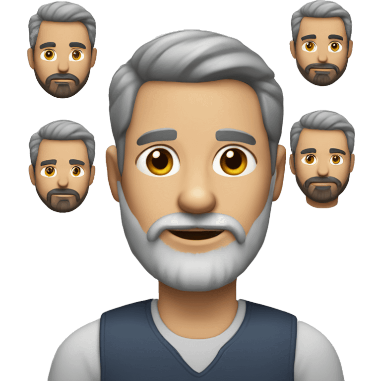 50 year old male with a beard that has grey in the goatee are emoji