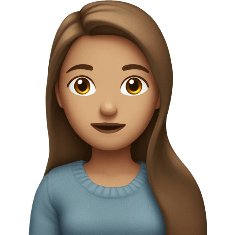 Girl with brown long hair and a blue sweater emoji