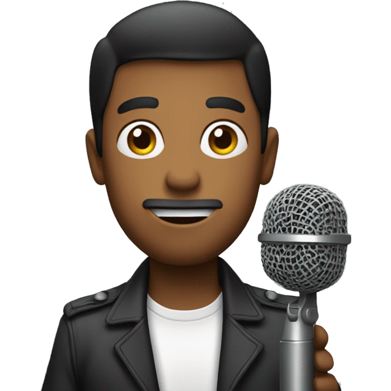 man holding out microphone emoji