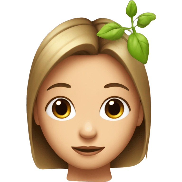 Girl’s face with a sprout growing on top of her head  emoji