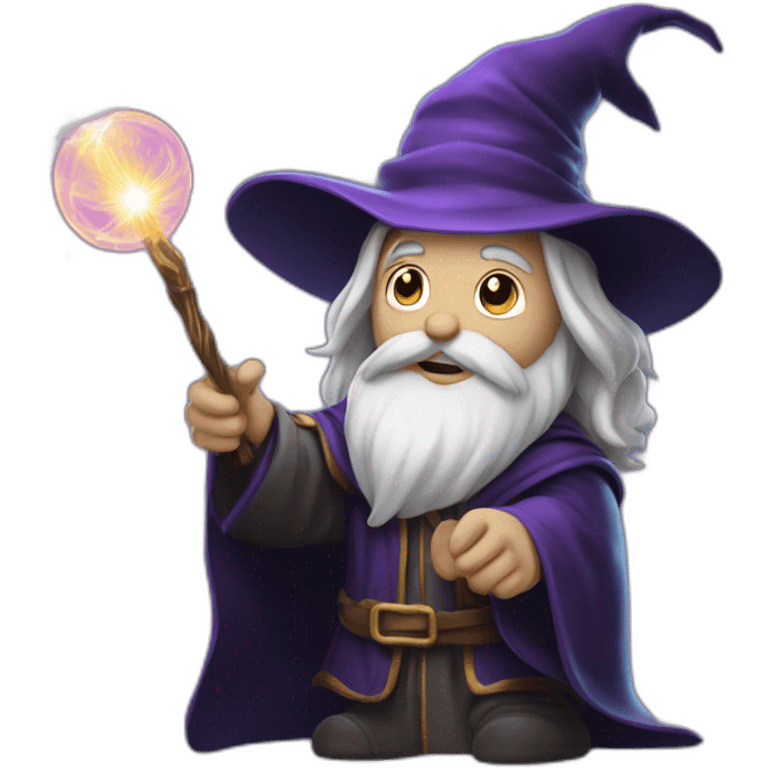 sorcery, wizard, holding a wand casting spell  emoji