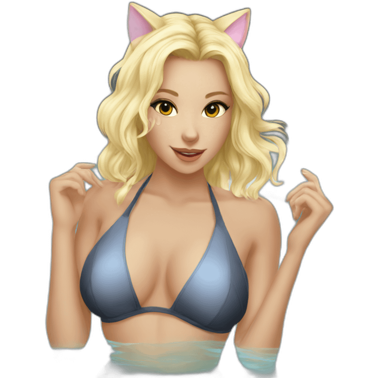 hot catgirl blonde swim emoji