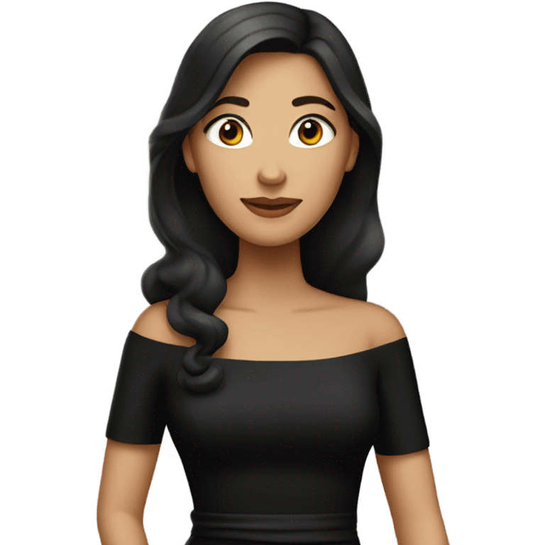 brunette woman wearing a long black dress emoji