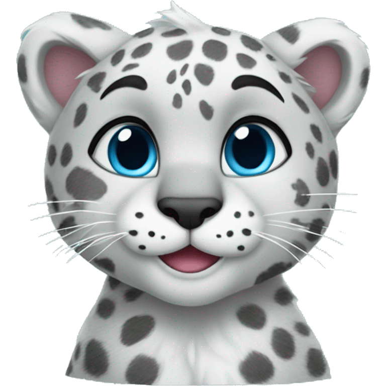 cute snow leopard shows a heart emoji