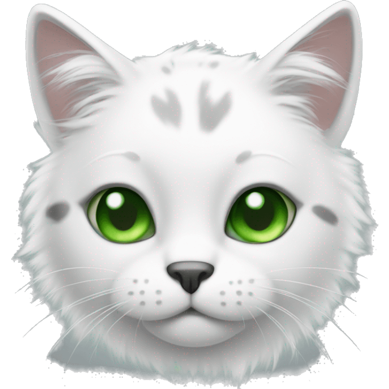 cat with green eyes white fur with gray spots emoji