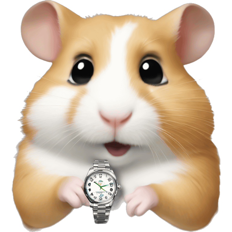 hamster shows what time it is on his rolex watch emoji