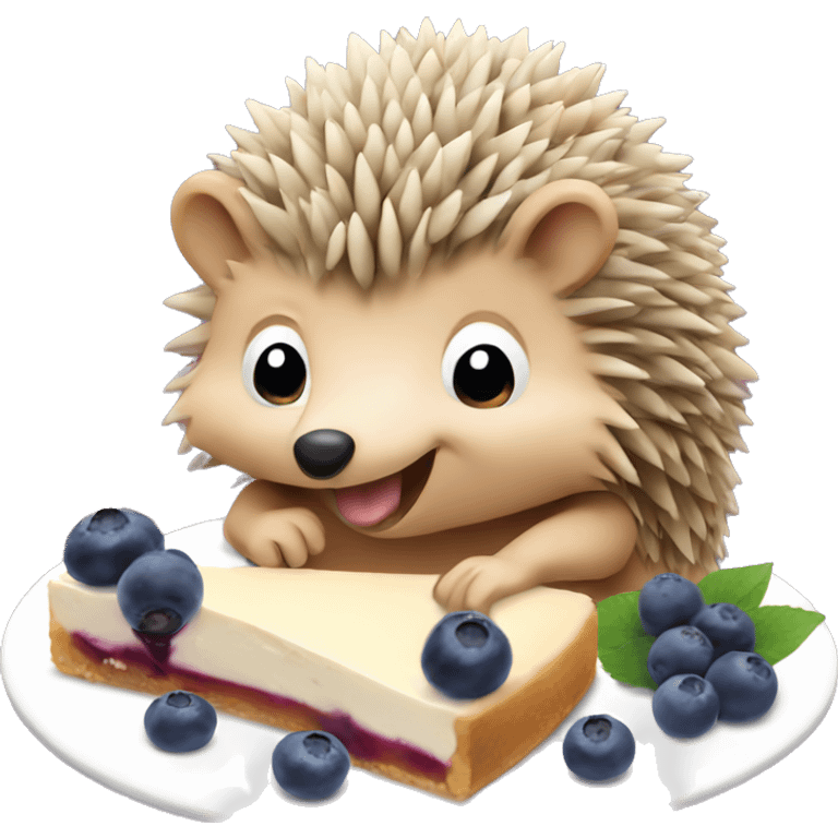 hedgehog eating blueberry cheesecake  emoji