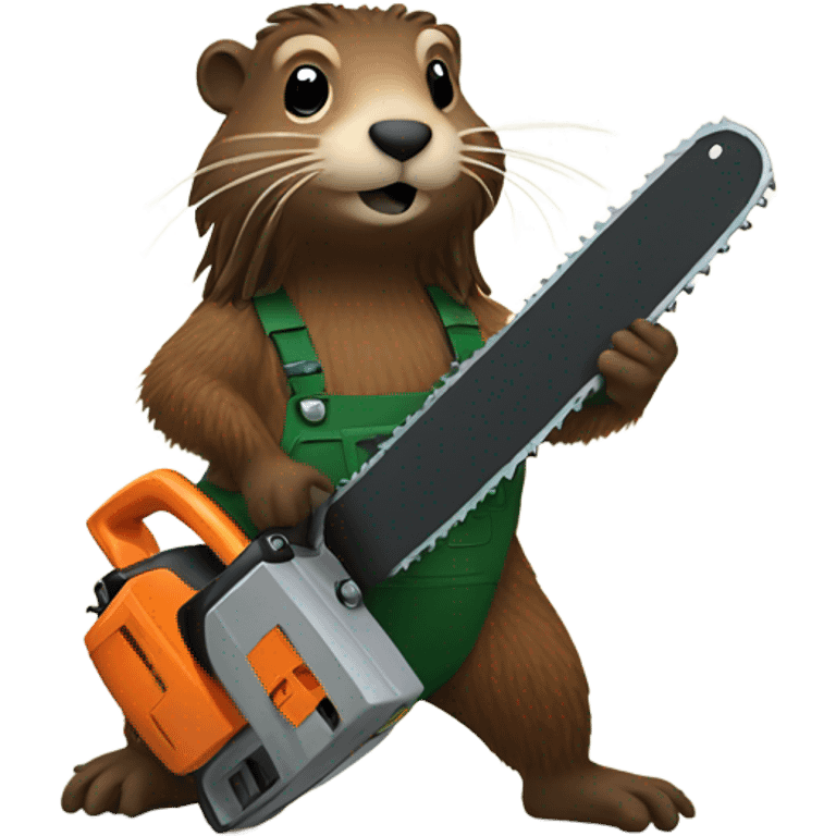 Dreadlock woodchuck holding a chain saw emoji