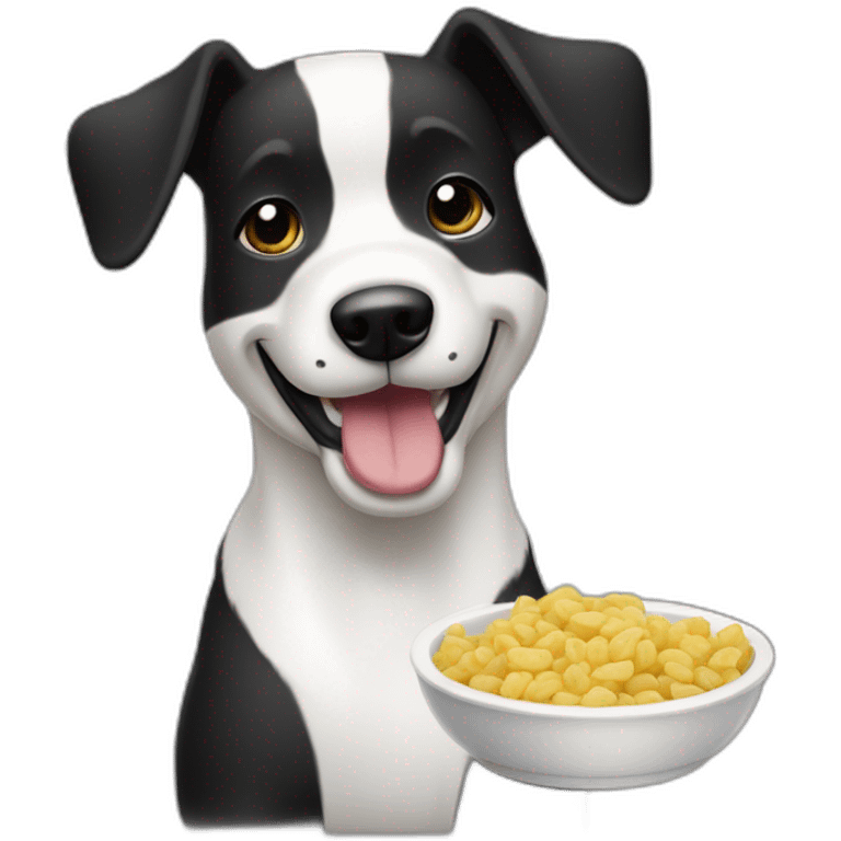 perro bodeguero blanco y negro comiendo emoji