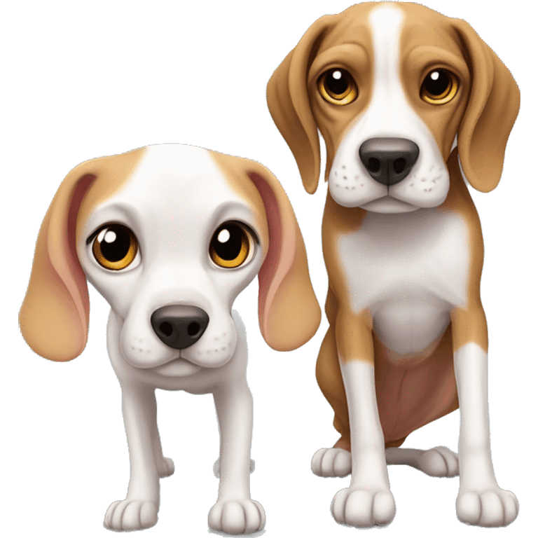 beagle and sphynx playing emoji