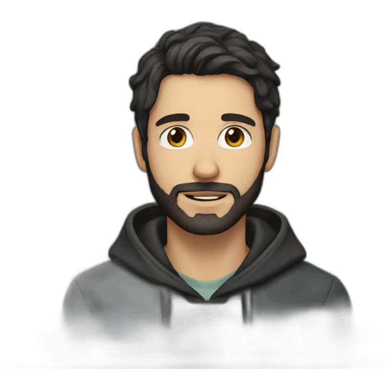 White man dark hair and an anchor beard wearing hoodies emoji