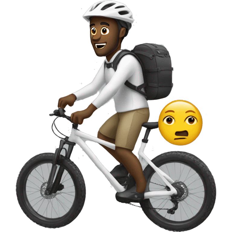 white man on white mountainbike riding emoji