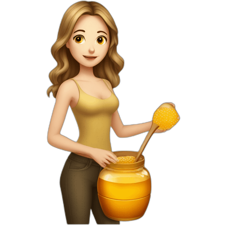 Beauty-caucasian-full-body-Girl and the pot of honey emoji