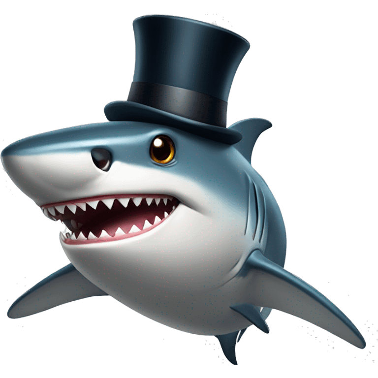 Shark with a top hat emoji