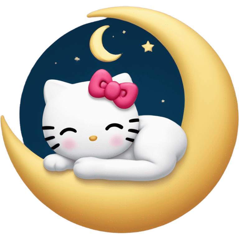 Hello Kitty sleeping on a crescent moon  emoji