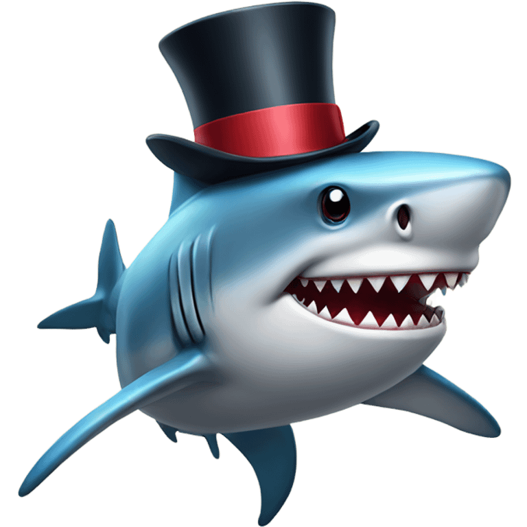 Shark with a top hat emoji