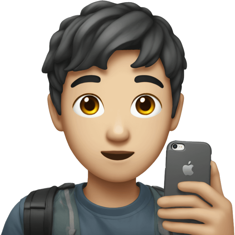 korean boy selfie with iphone emoji