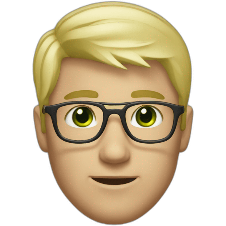 blond court hair man with round glasses and green eyes emoji