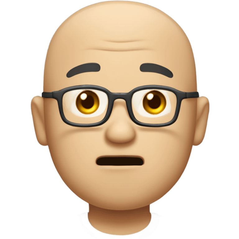  a 35-year old, male, bald Asian man, wearing glasses, inquisitive, confused, scratching the back of his head in confusion,  emoji