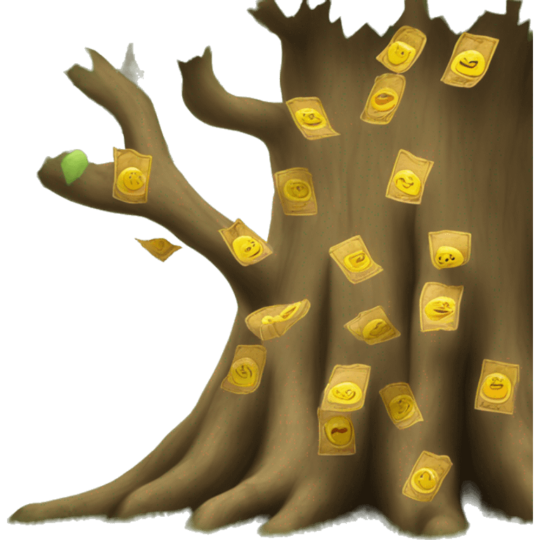 Arbre dont les feuilles sont des billets  emoji