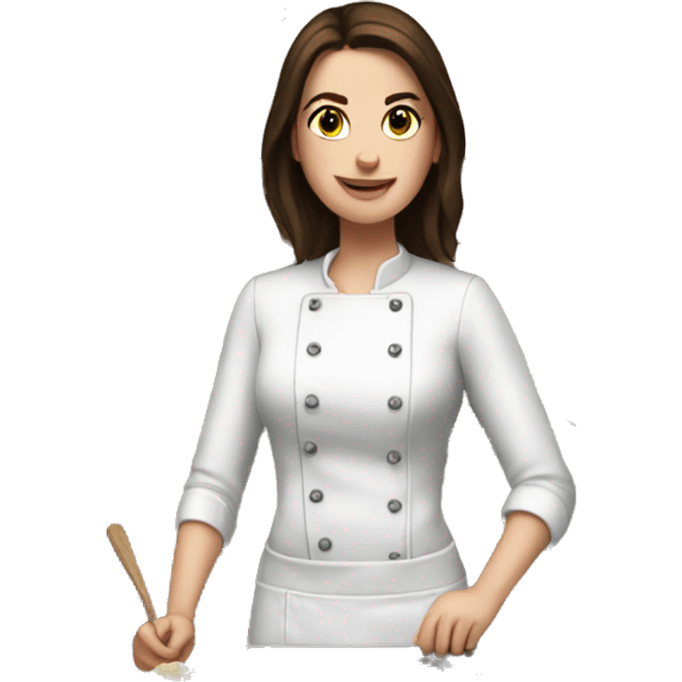 White girl, brunette cooking dinner emoji