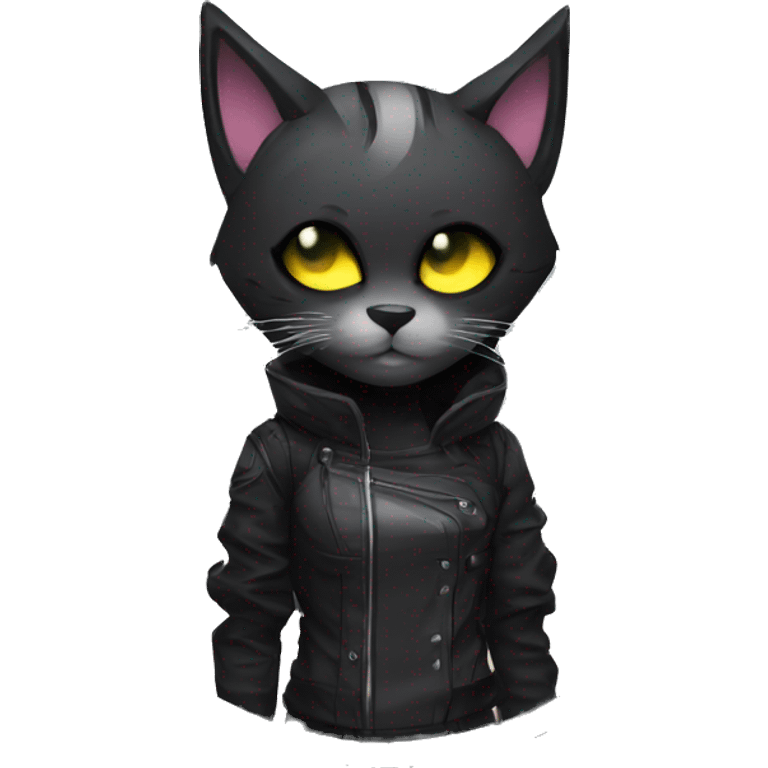 Edgy Shy Anthro cool pretty dark cat-fursona techwear emoji