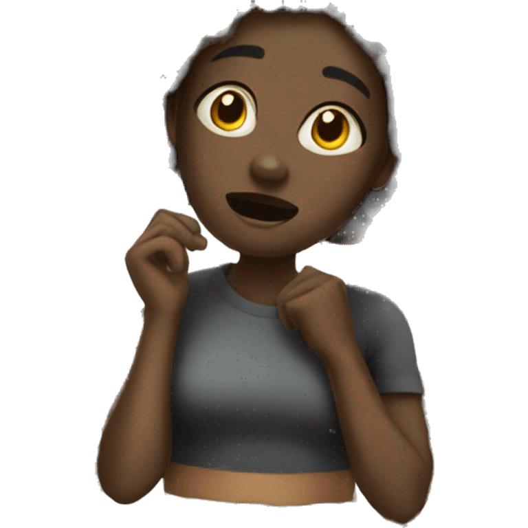 dark skin girl who is confused emoji