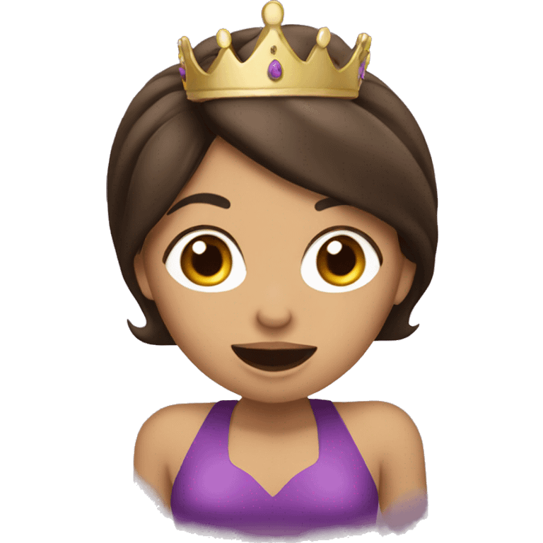 Princess brunette Latina eating eggplant emoji