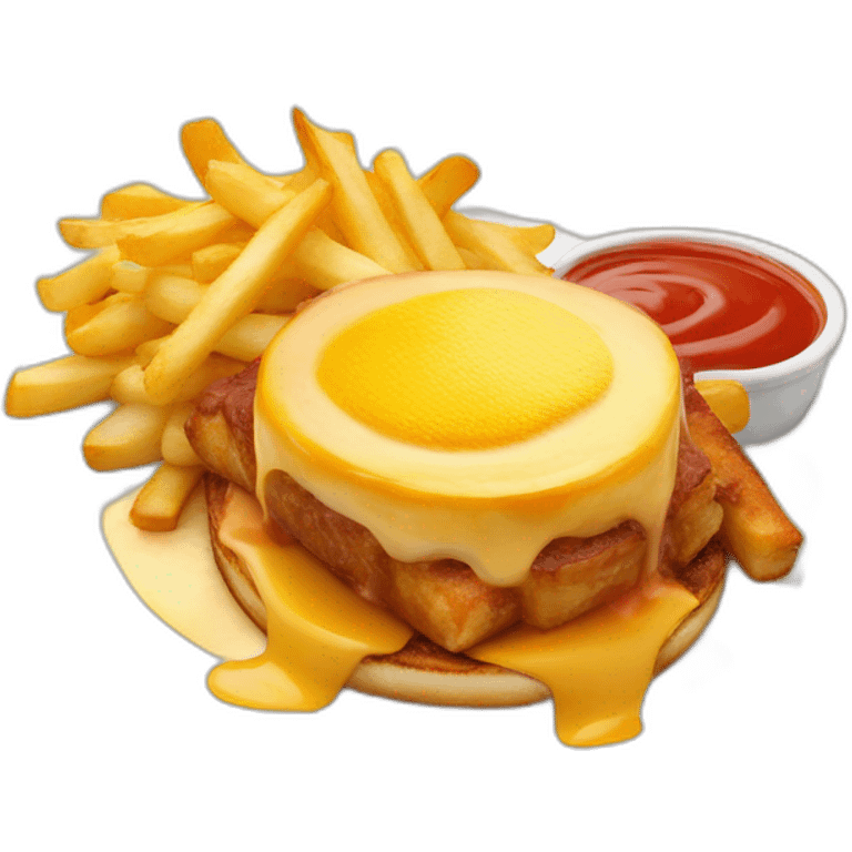 Francesinha with sauce and fries emoji