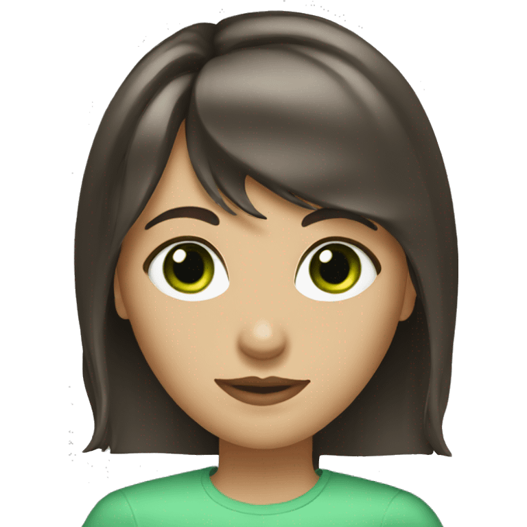 brunette with green eyes and bangs emoji