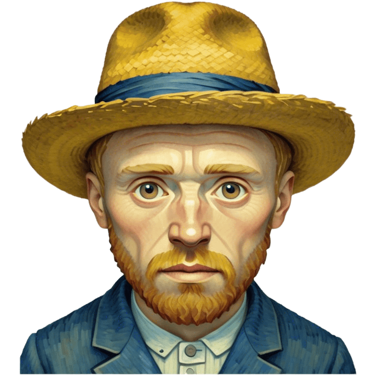 Cinematic Realistic Vincent van Gogh Portrait Emoji, depicted as the iconic artist with expressive brushstrokes and soulful eyes, rendered with rich textured detail and dynamic emotive lighting that captures his creative genius. emoji