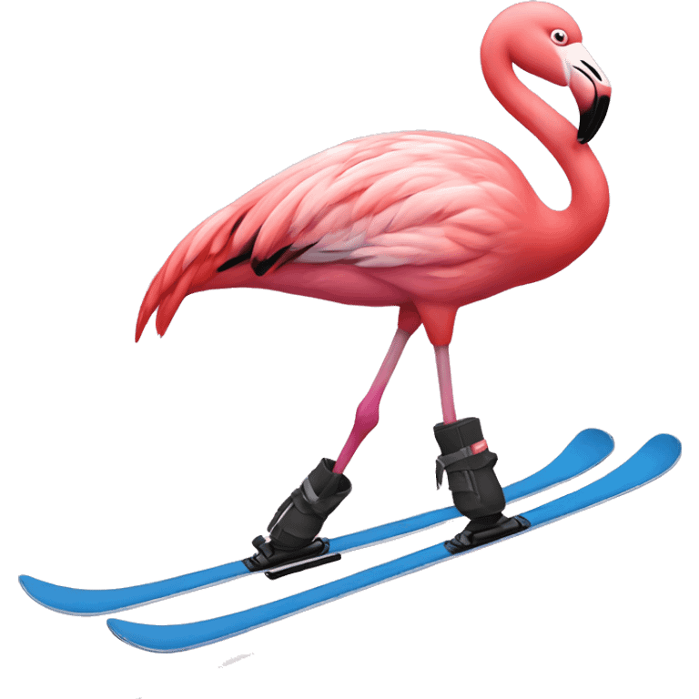 flamingo skiing emoji