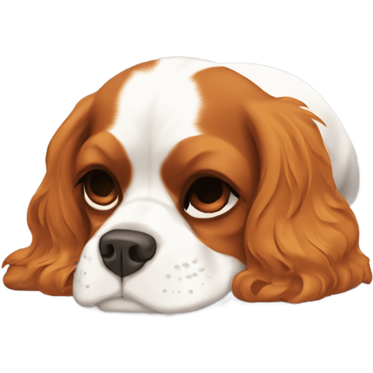 a cavalier king charles spaniel curled up asleep emoji