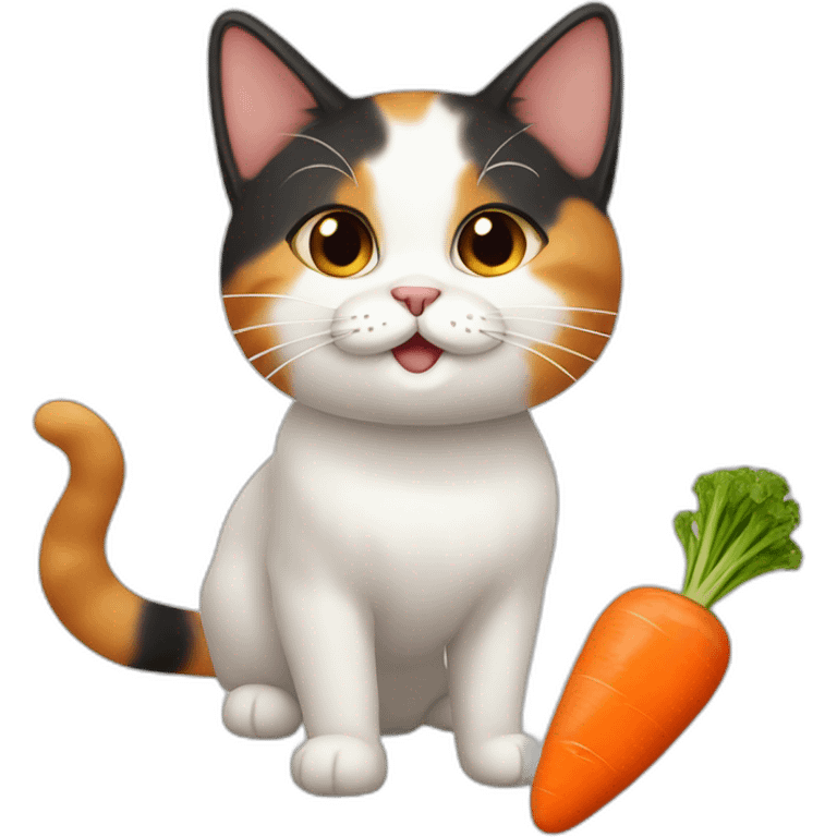 calico-cat-playing-with-carrot emoji