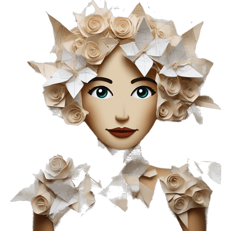  lady face made of 420 origami newspaper roses hemp leaves lantern fairy lights burning paper flowers and hemp leaves in hair  emoji