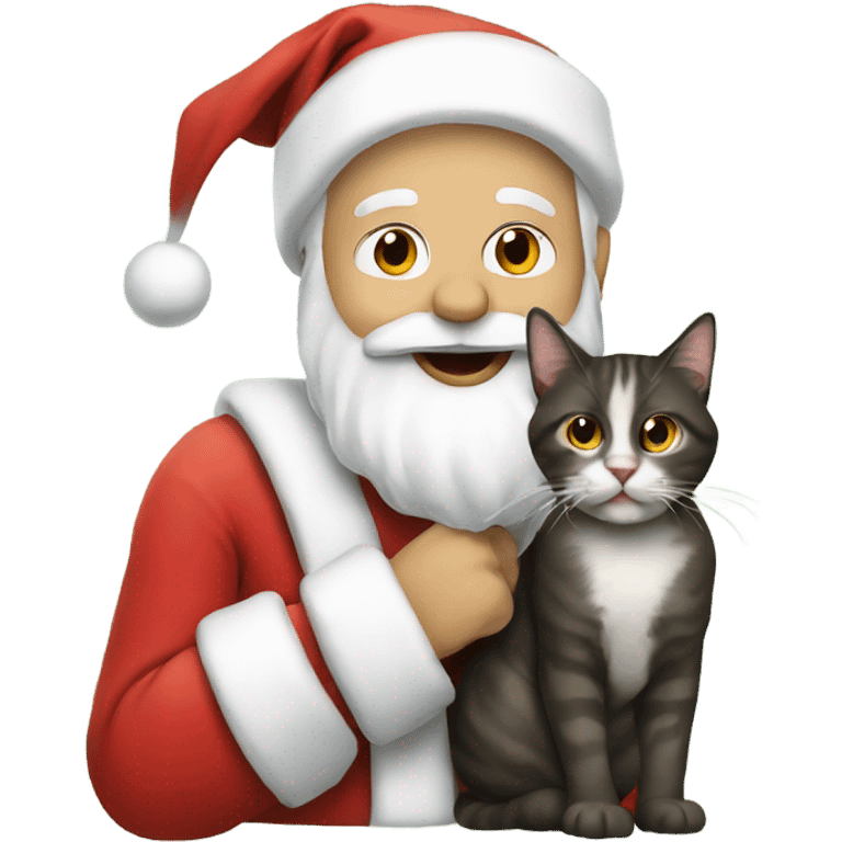 Santa with a cat emoji