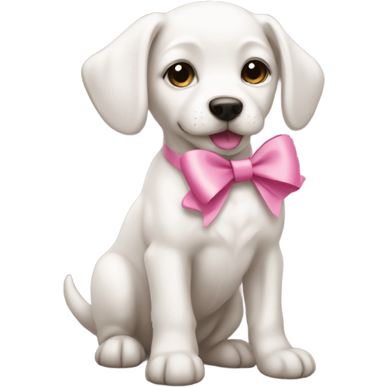 a white puppy with a pink bow emoji