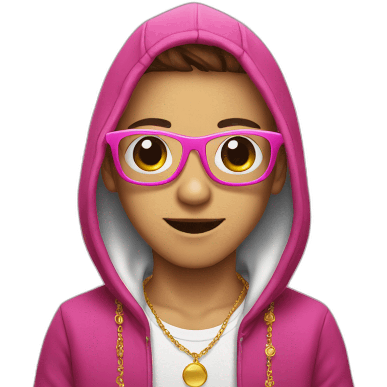 "hooded boy with jewellery and pink glasses" emoji