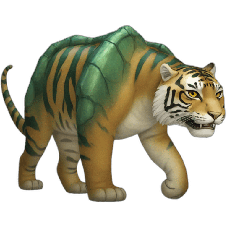 Un chat sur un tigre qui est sur un éléphant qui est sur Un dinosaure emoji