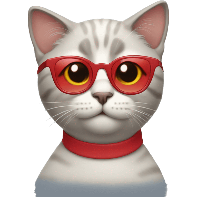 cat wearing red glasses emoji