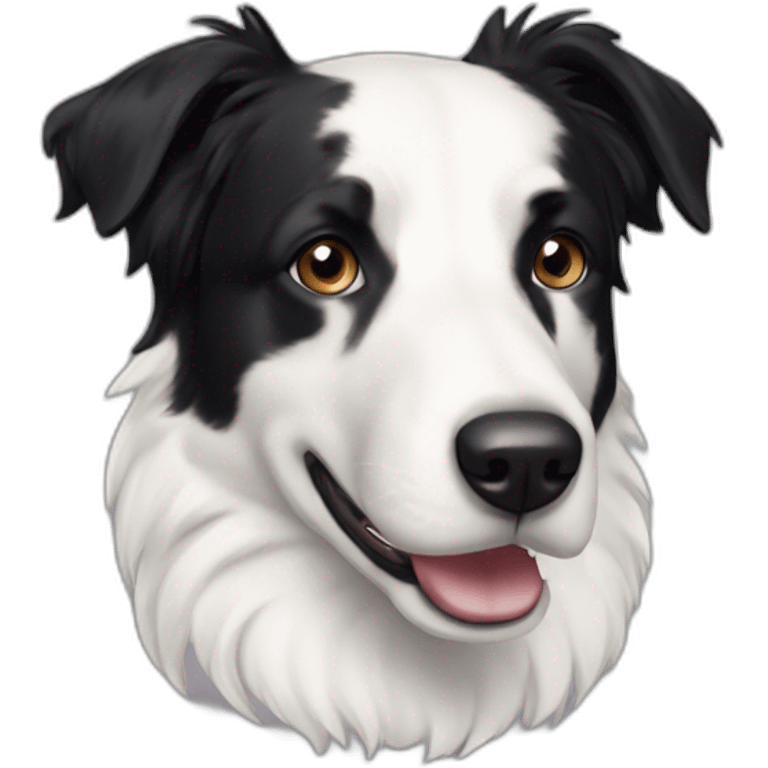 dog, short-hair, black-hair, black-mouth white-chest, white-stripe-down-face, black-face, black-head, border-collie, mcnab emoji