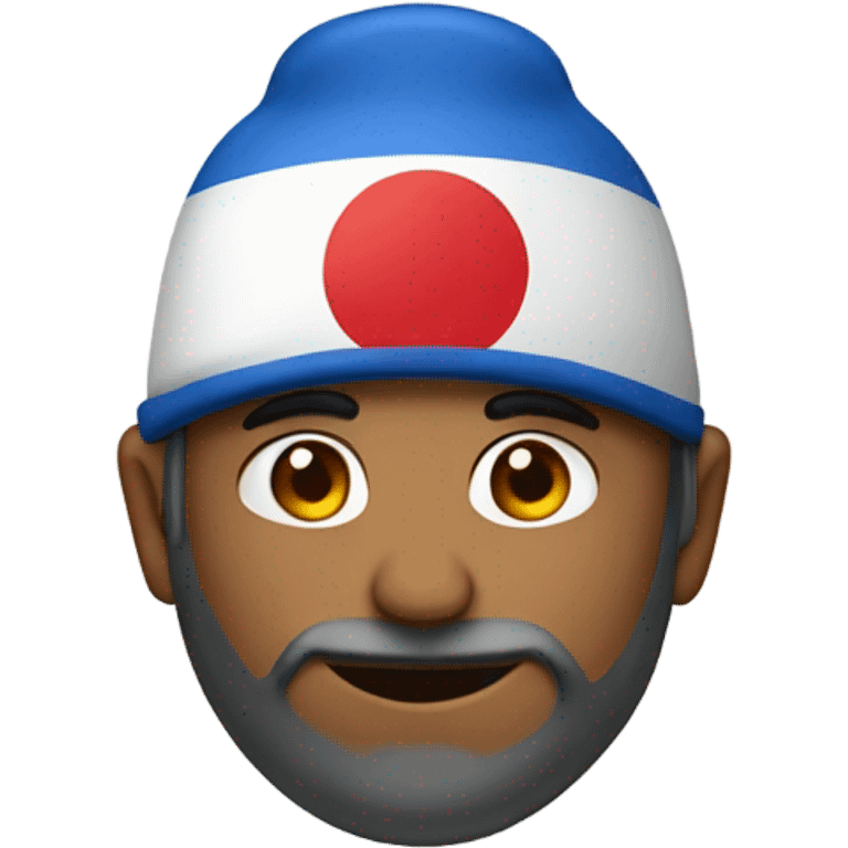 Indian man wearing blue hat with Japanese flag  emoji