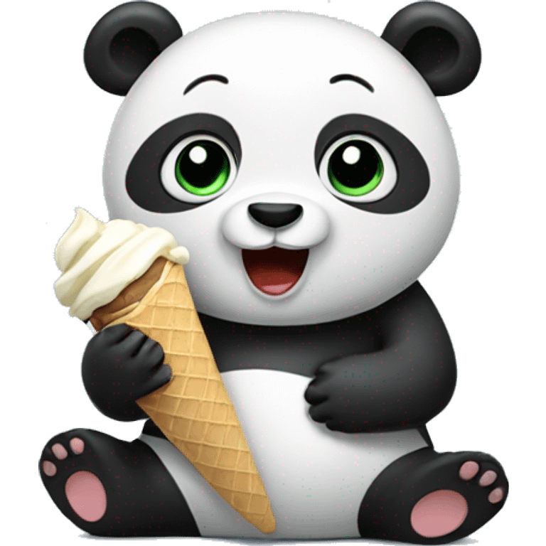 Panda eating ice cream emoji