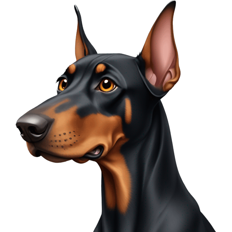 Doberman with uncropped ears emoji